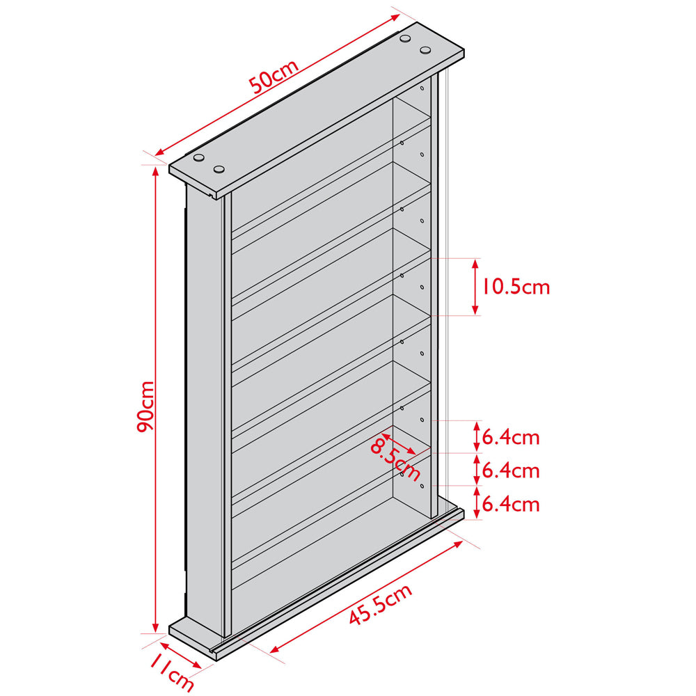 EXHIBIT - Wood 6 Shelf Glass Wall Display Cabinet - White