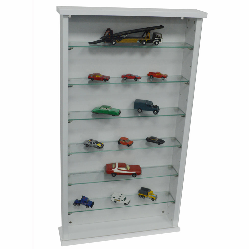 EXHIBIT - Wood 6 Shelf Glass Wall Display Cabinet - White