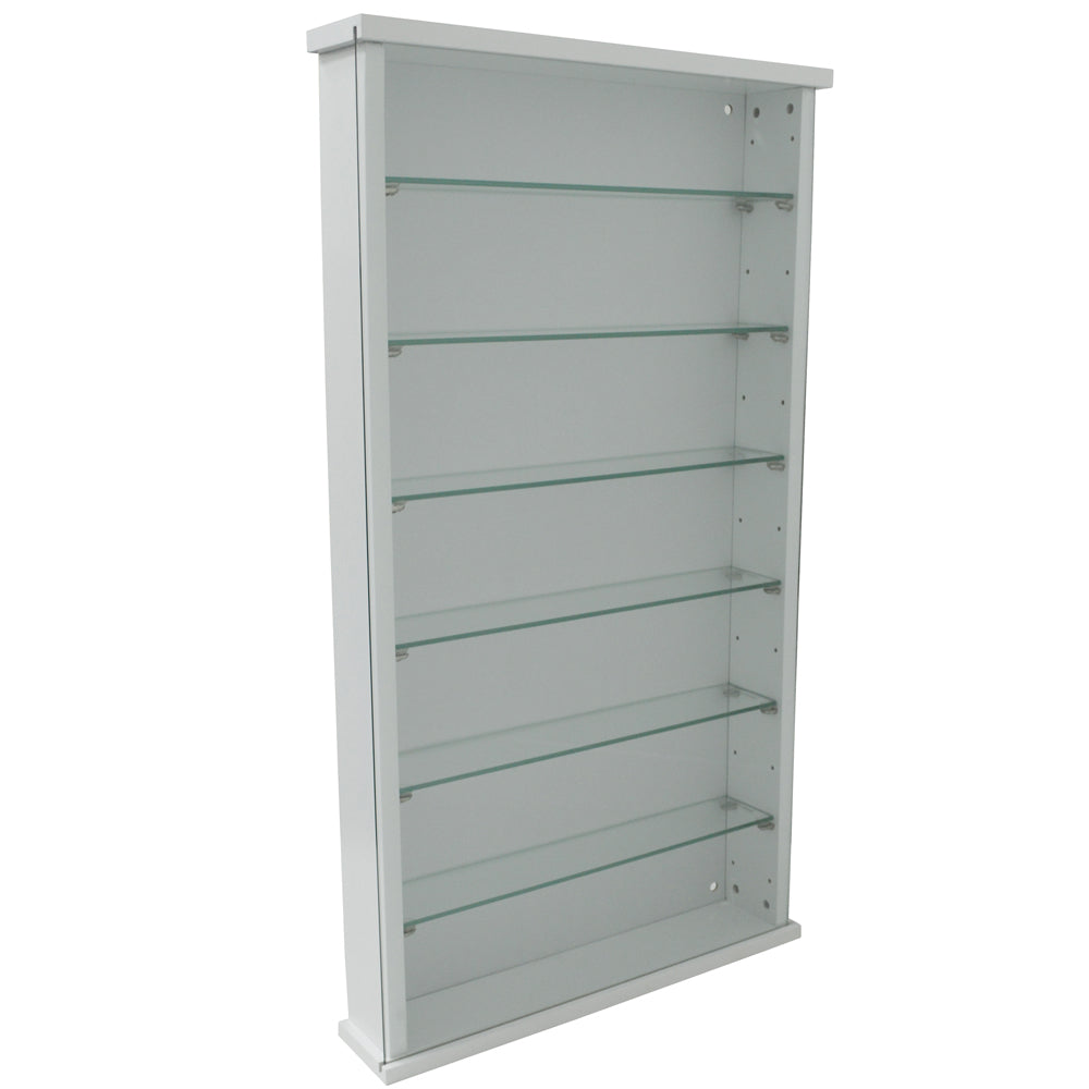 White display cabinet with glass shelves