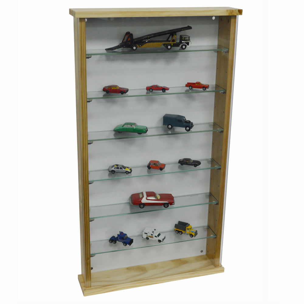 EXHIBIT - Solid Wood 6 Shelf Glass Wall Display Cabinet - Pine