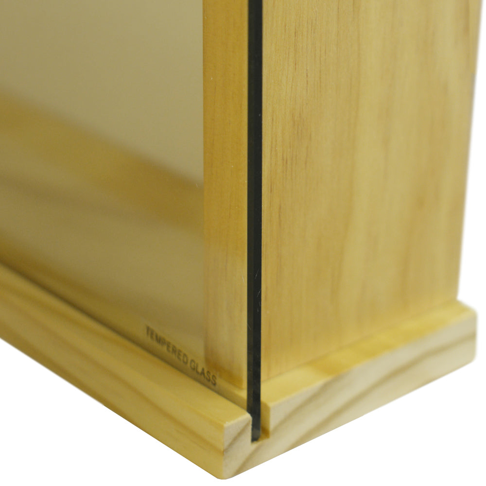 EXHIBIT - Solid Wood 6 Shelf Glass Wall Display Cabinet - Pine