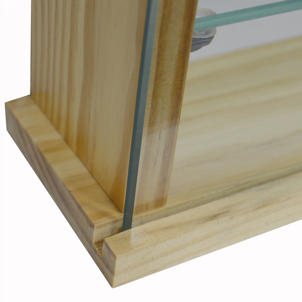 EXHIBIT - Solid Wood 4 Shelf Glass Wall Display Cabinet - Natural Pine