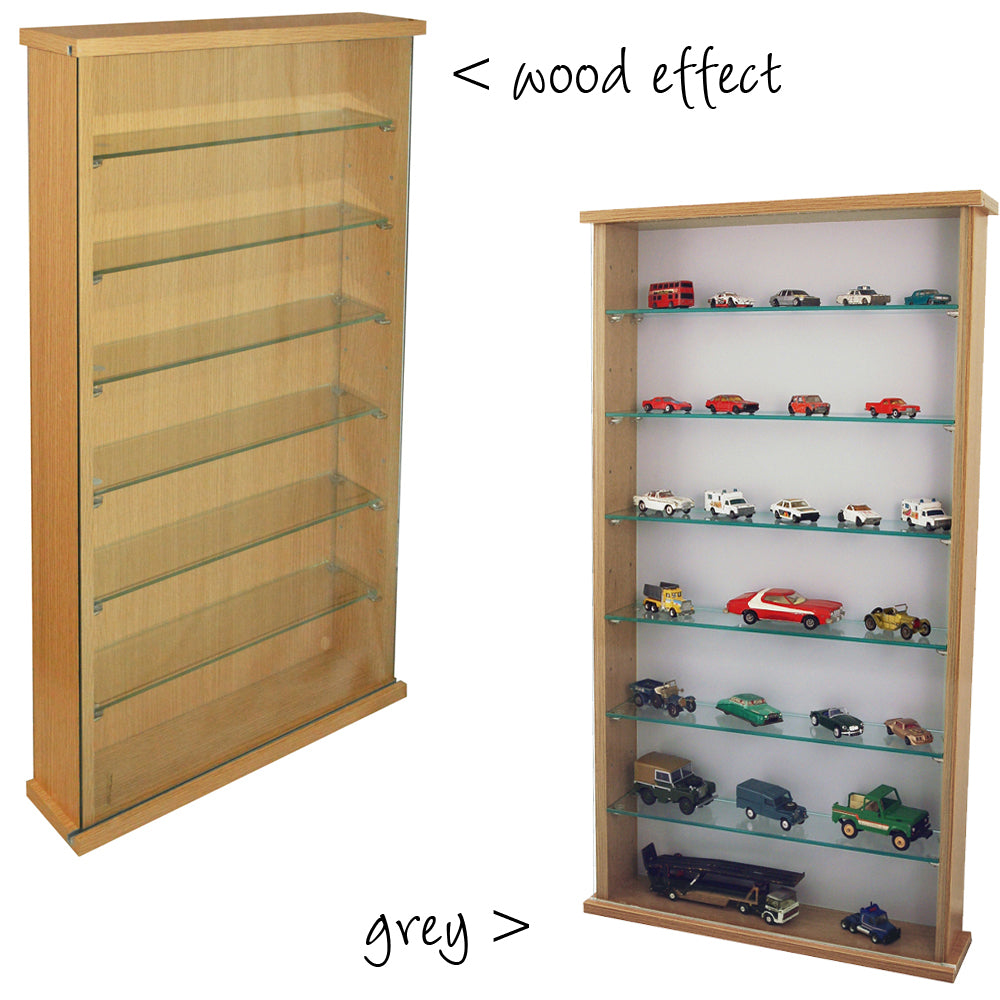 COLLECTORS - Wall Display Cabinet With Six Glass Shelves - Oak