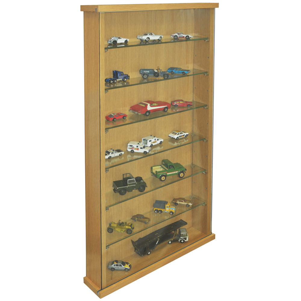 COLLECTORS - Wall Display Cabinet With Six Glass Shelves - Oak