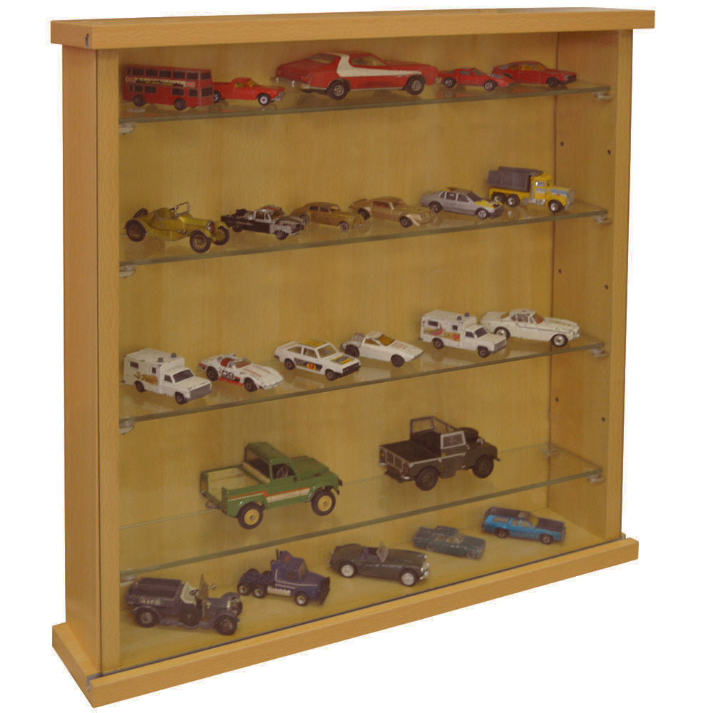 Wall Display Cabinet With Four Glass Shelves - Beech