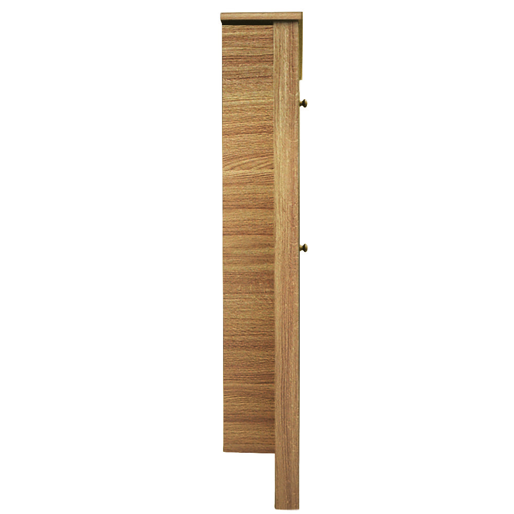 STOWE - 8 Pair 2 Drawer Shoe Storage Organiser Cabinet - Oak