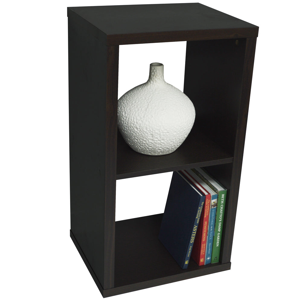 CUBE - 2 Cubby Square Display Shelves / Vinyl LP Record Storage - Dark Oak