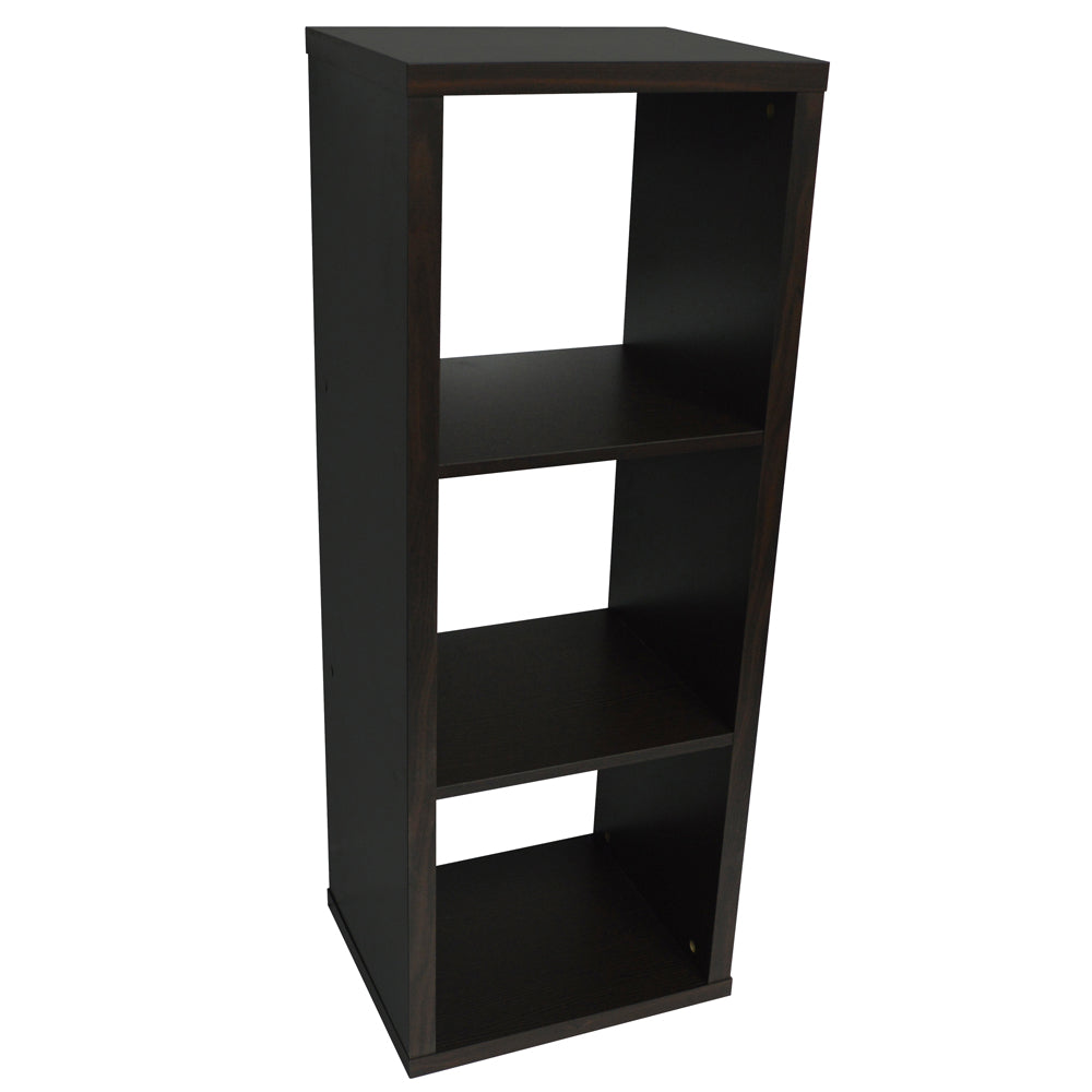 CUBE - 3 Cubby Square Display Shelves / Vinyl LP Record Storage - Dark Oak