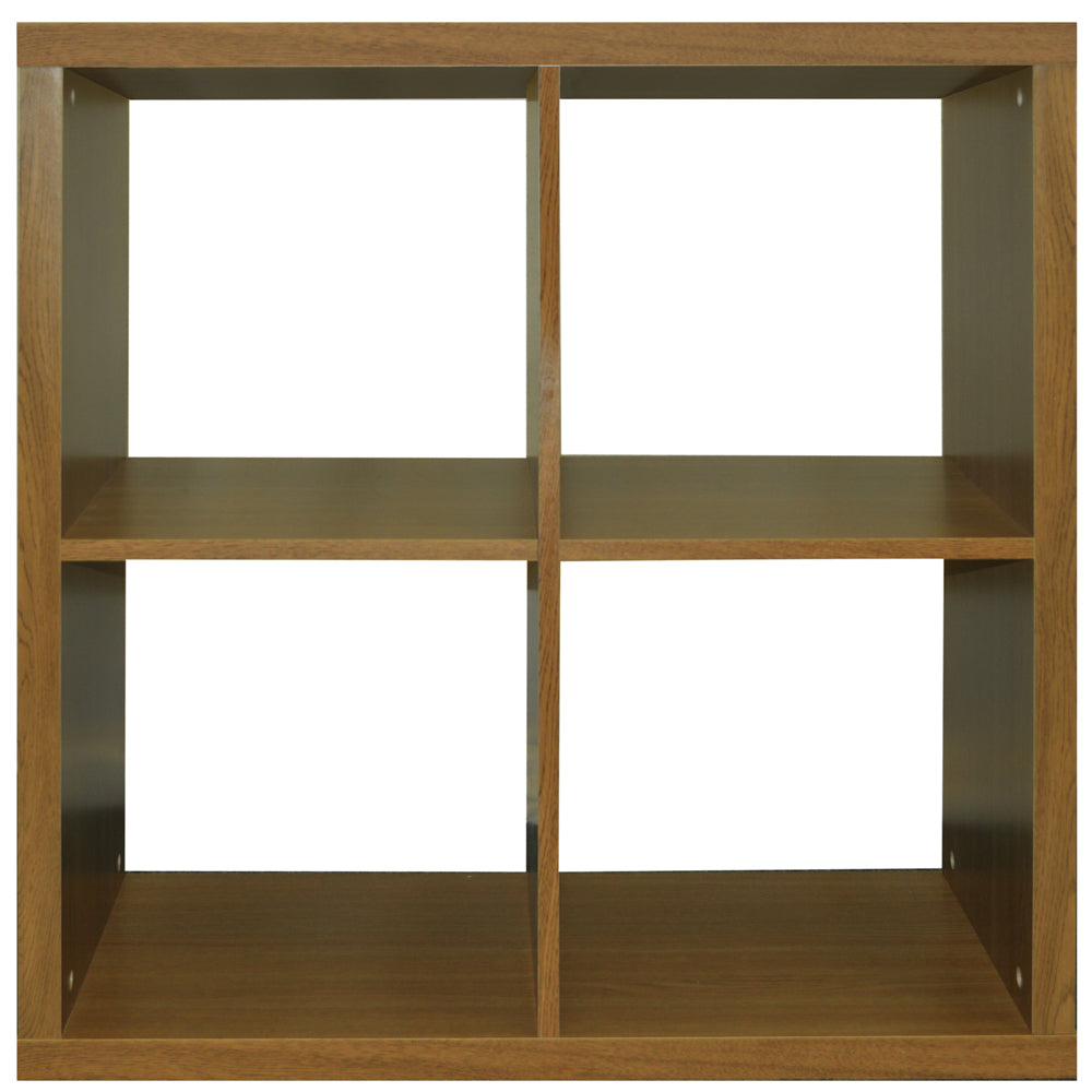 CUBE - 4 Cubby Square Display Shelves / Vinyl LP Record Storage - Oak