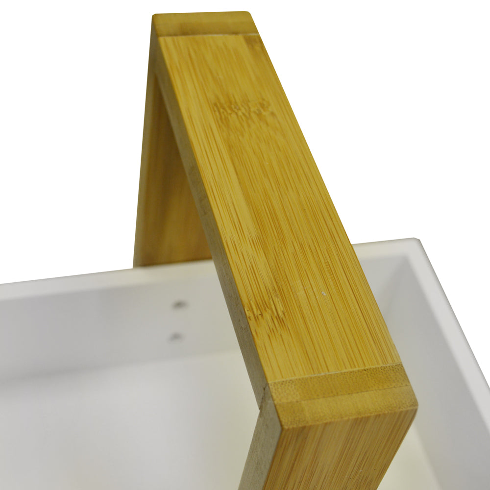 ECHE - 3 Tier Bathroom Storage Shelf / Caddy / Basket - White / Natural