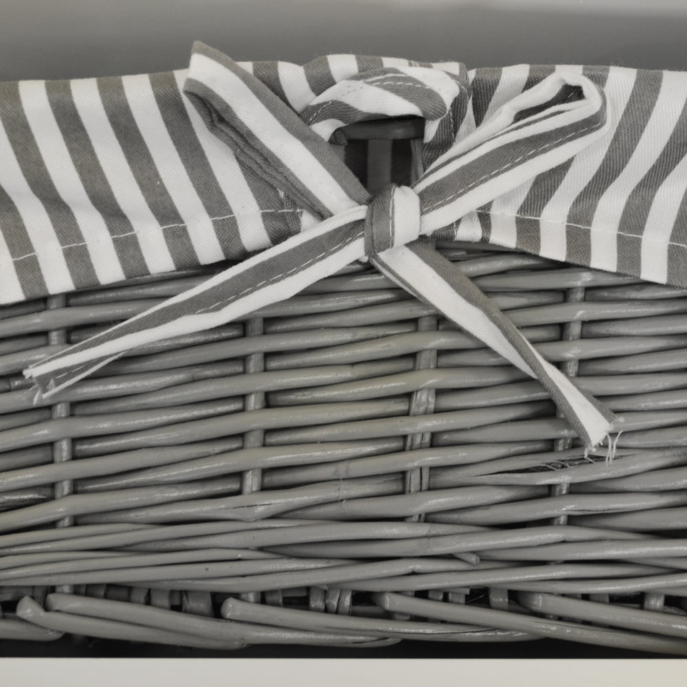 HALLWAY - Wall Storage Shelf with 2 Baskets and 5 Coat Hooks - White / Grey