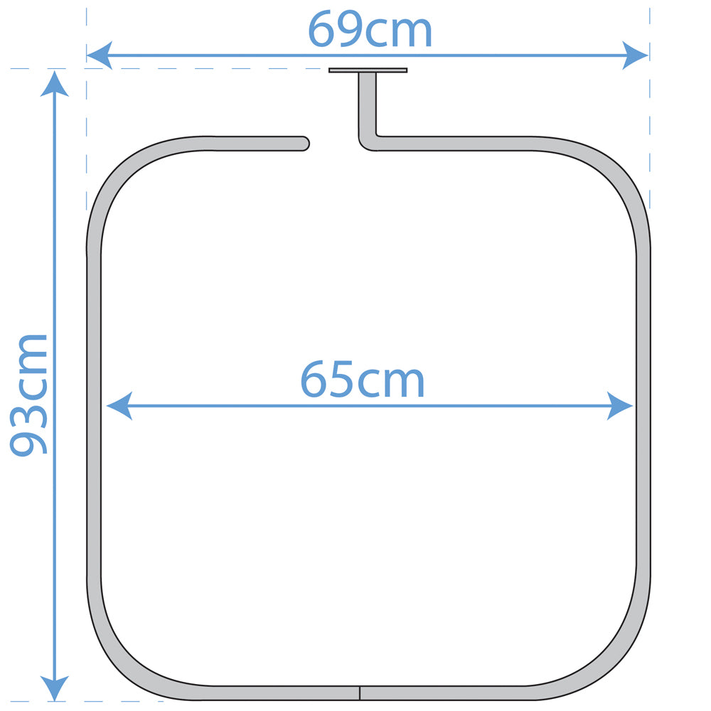 LOOP SQUARE - Stainless Steel Rectangular Shower Rail and Curtain Rings