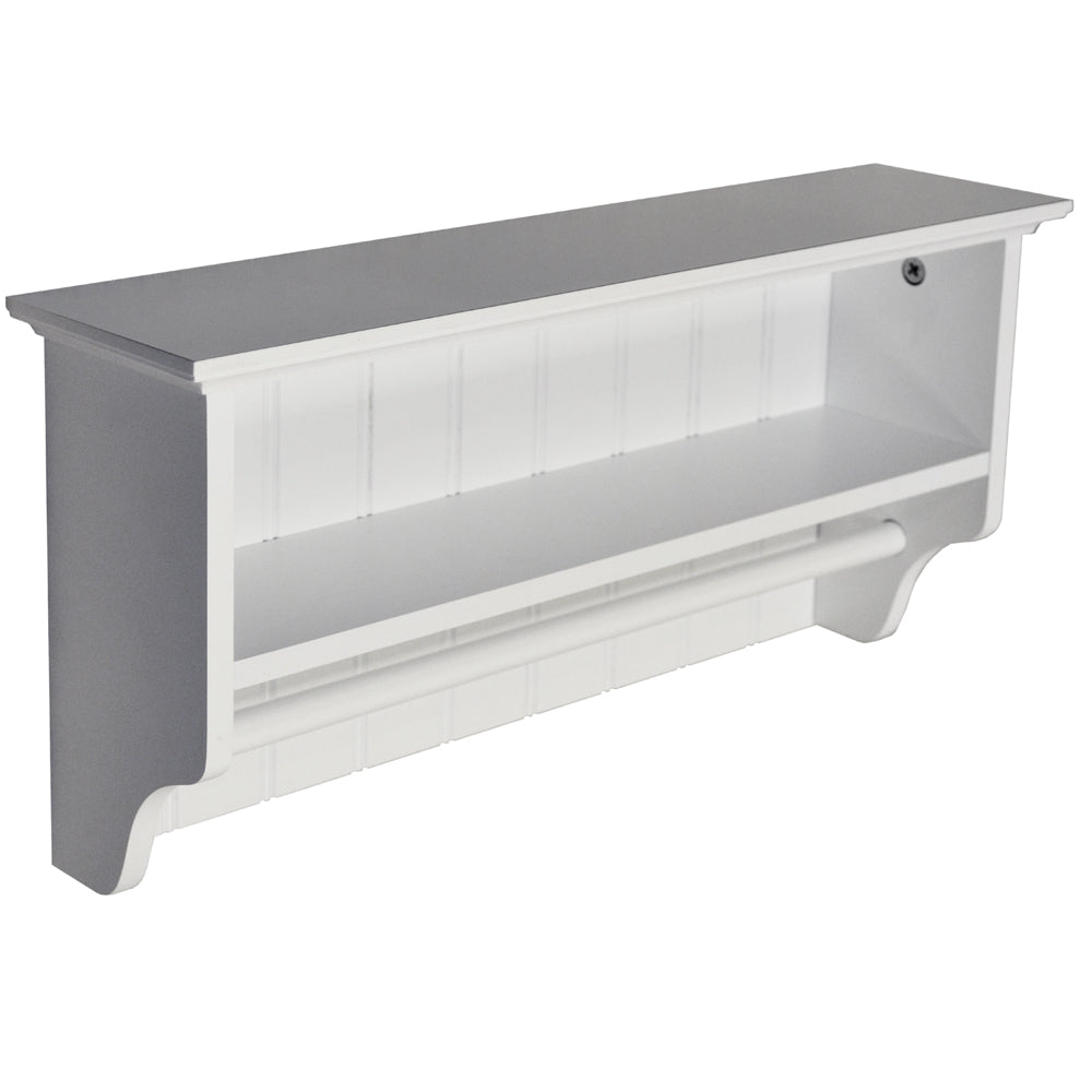 COLONIAL - Tongue and Groove Wall Mounted Towel Rail with Shelf - White