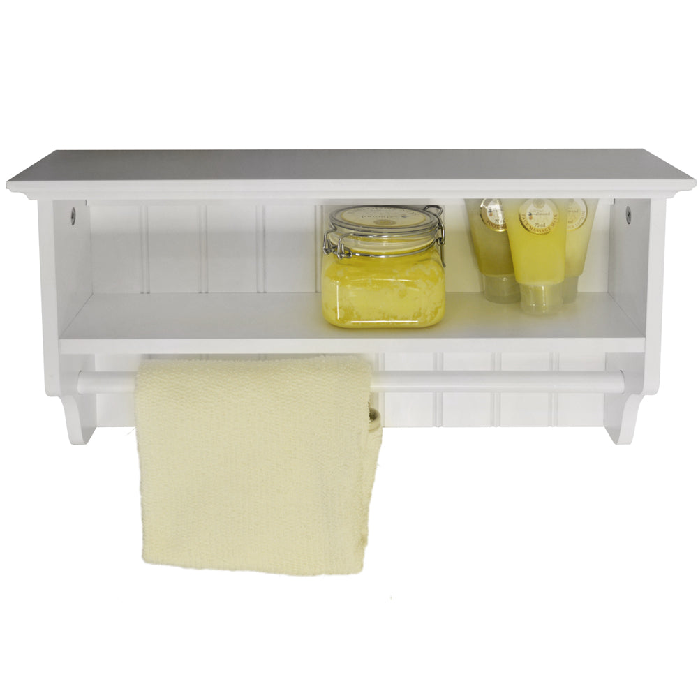 COLONIAL - Tongue and Groove Wall Mounted Towel Rail with Shelf - White