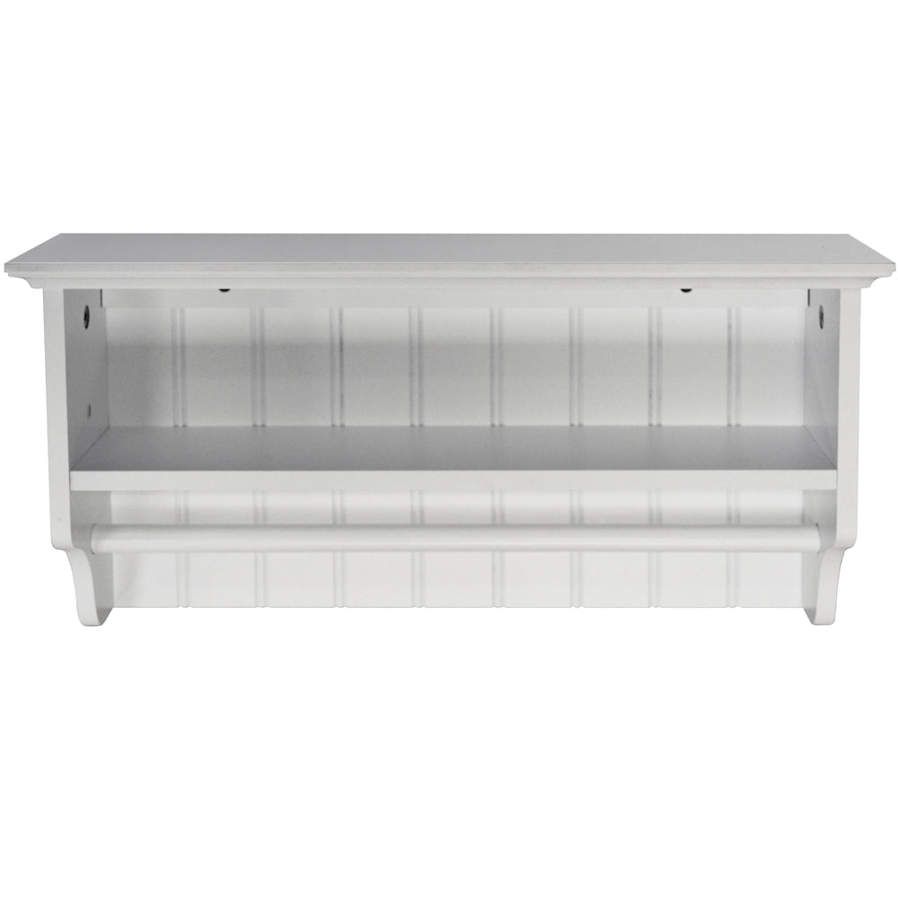 COLONIAL - Tongue and Groove Wall Mounted Towel Rail with Shelf - White