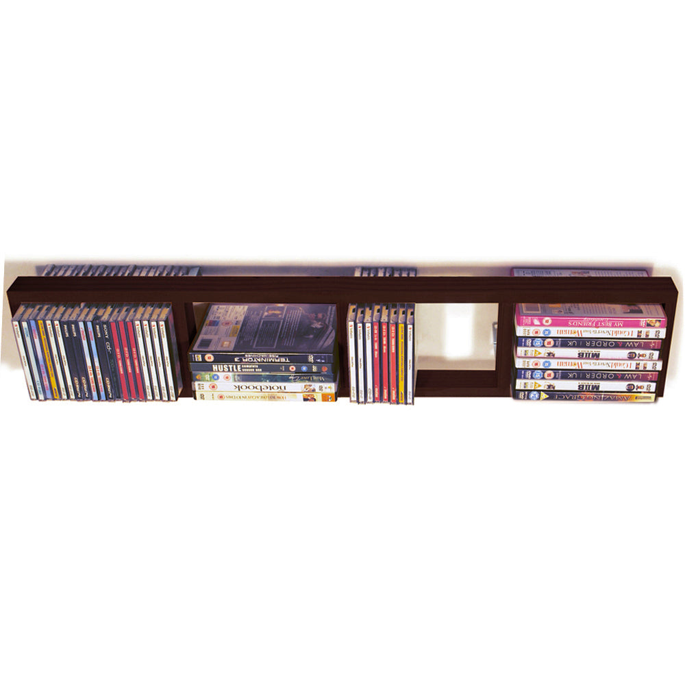 IRIS - Wall Mounted 76 CD / 32 DVD / Blu ray Storage Frame Shelf - Brown