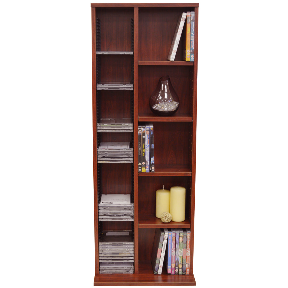 CLAREMONT - 219 CD / 56 DVD Blu-ray Video Multimedia Storage Unit - Mahogany