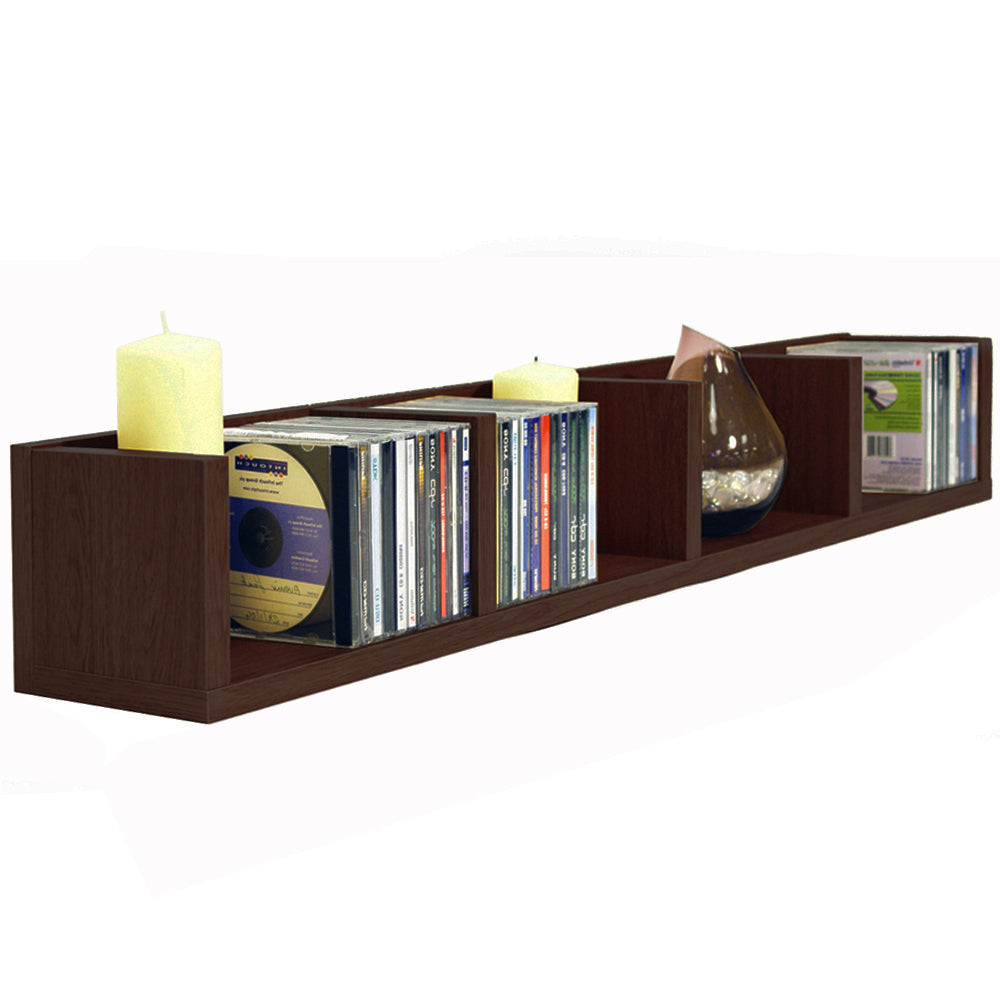CD / DVD / VIDEO Multimedia Wall Storage Shelf - Dark Oak