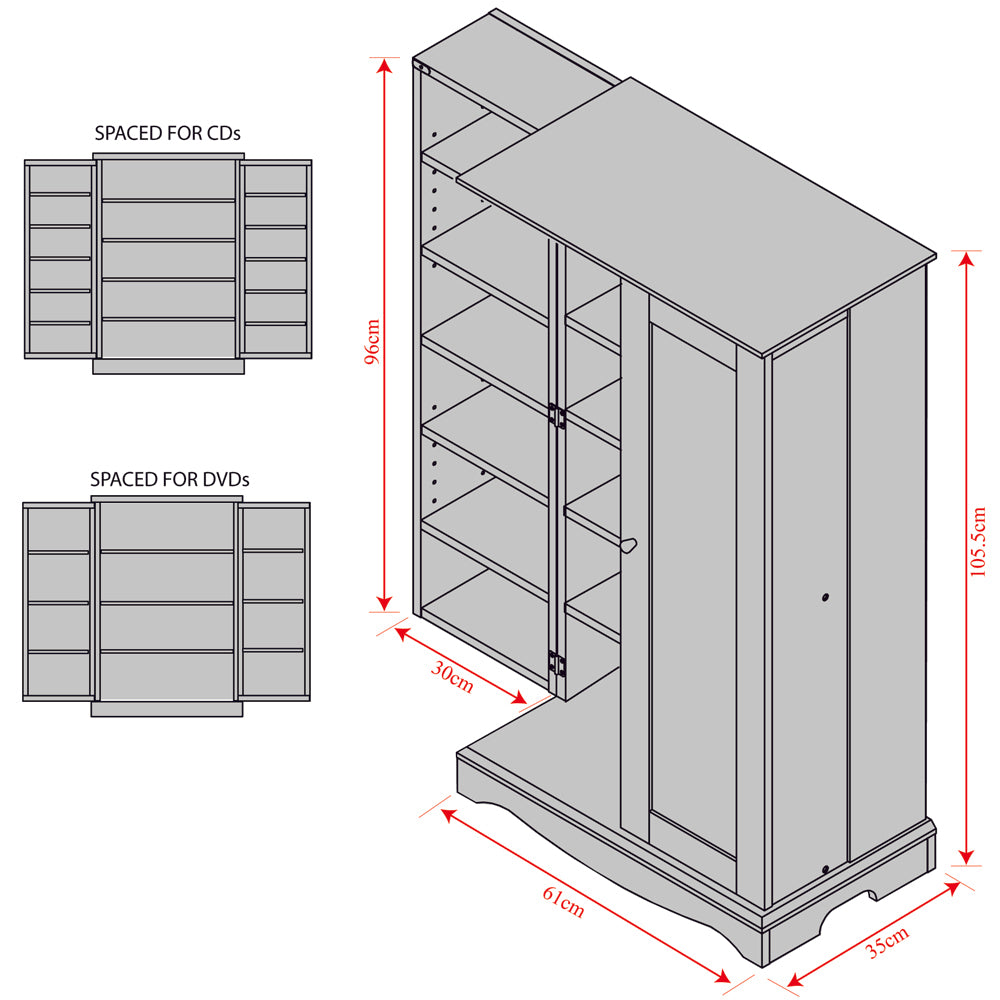 RICHMOND - 495 CD / 200 DVD / Blu-ray / Video Media Storage Cupboard - Oak