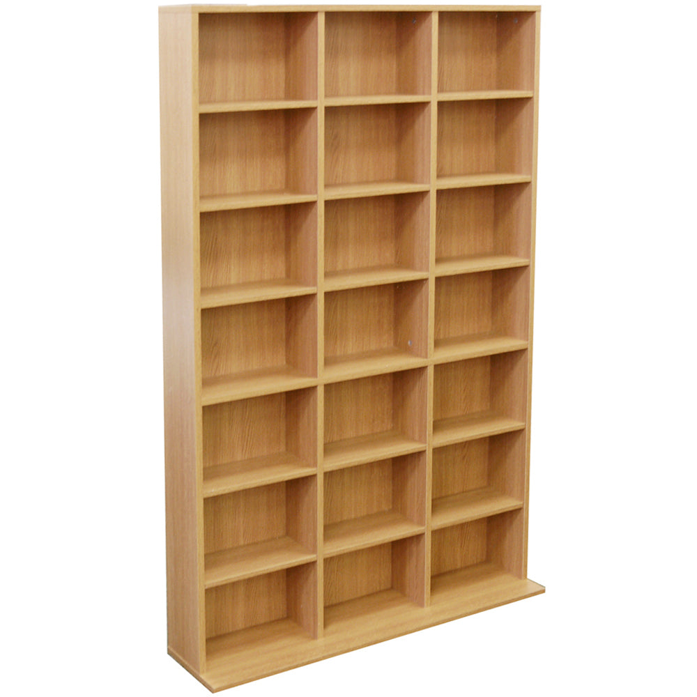 Large beech media storage shelf