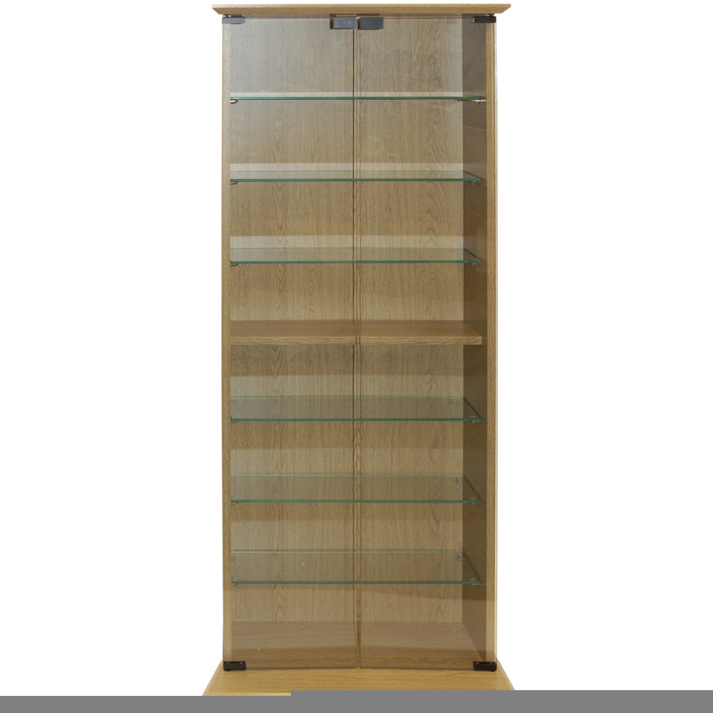 BOSTON - 116 DVD/ 344 CD Book Storage Shelves Glass / Collectable Display Cabinet - Oak
