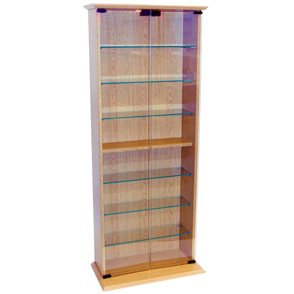 BOSTON - 116 DVD/ 316 CD Book Storage Shelves Glass / Collectable Display Cabinet - Beech