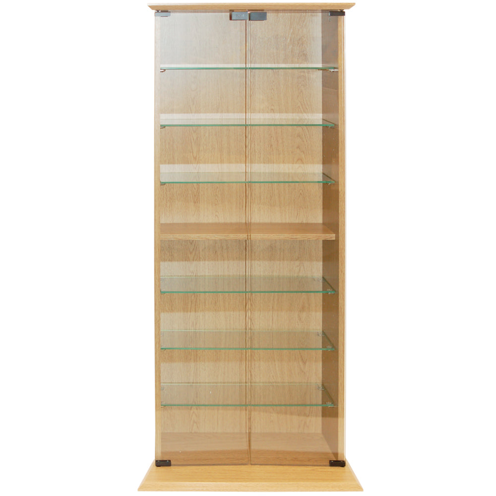 BOSTON - 116 DVD/ 316 CD Book Storage Shelves Glass / Collectable Display Cabinet - Beech