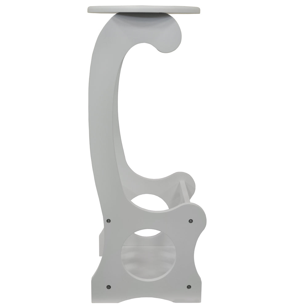 SCROLL - Side / End / Bedside Table with Magazine / Book Storage Rack - White