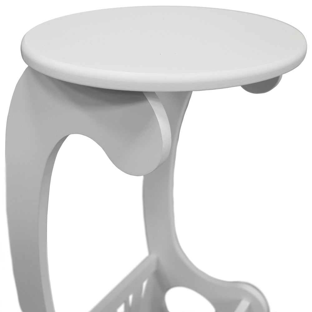 SCROLL - Side / End / Bedside Table with Magazine / Book Storage Rack - White