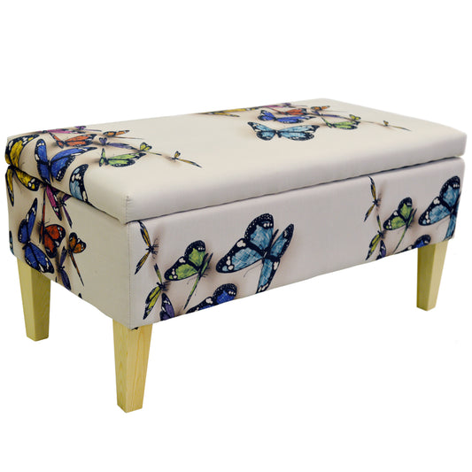Storage Ottoman Stool / Blanket Box / Trunk - Black / Cream / Multi