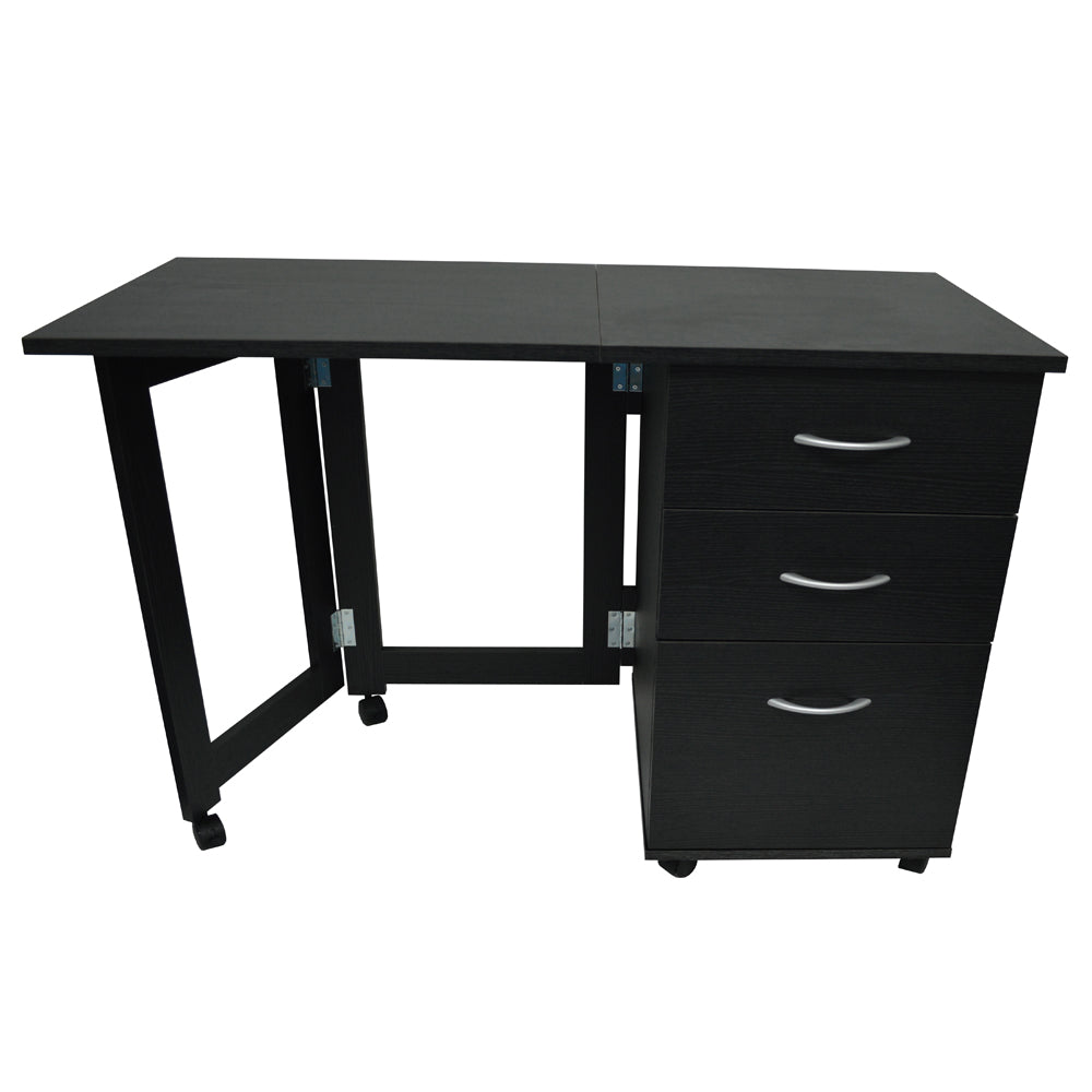 FLIPP 3 Drawer Folding Office Desk Workstation Craft Sewing Black
