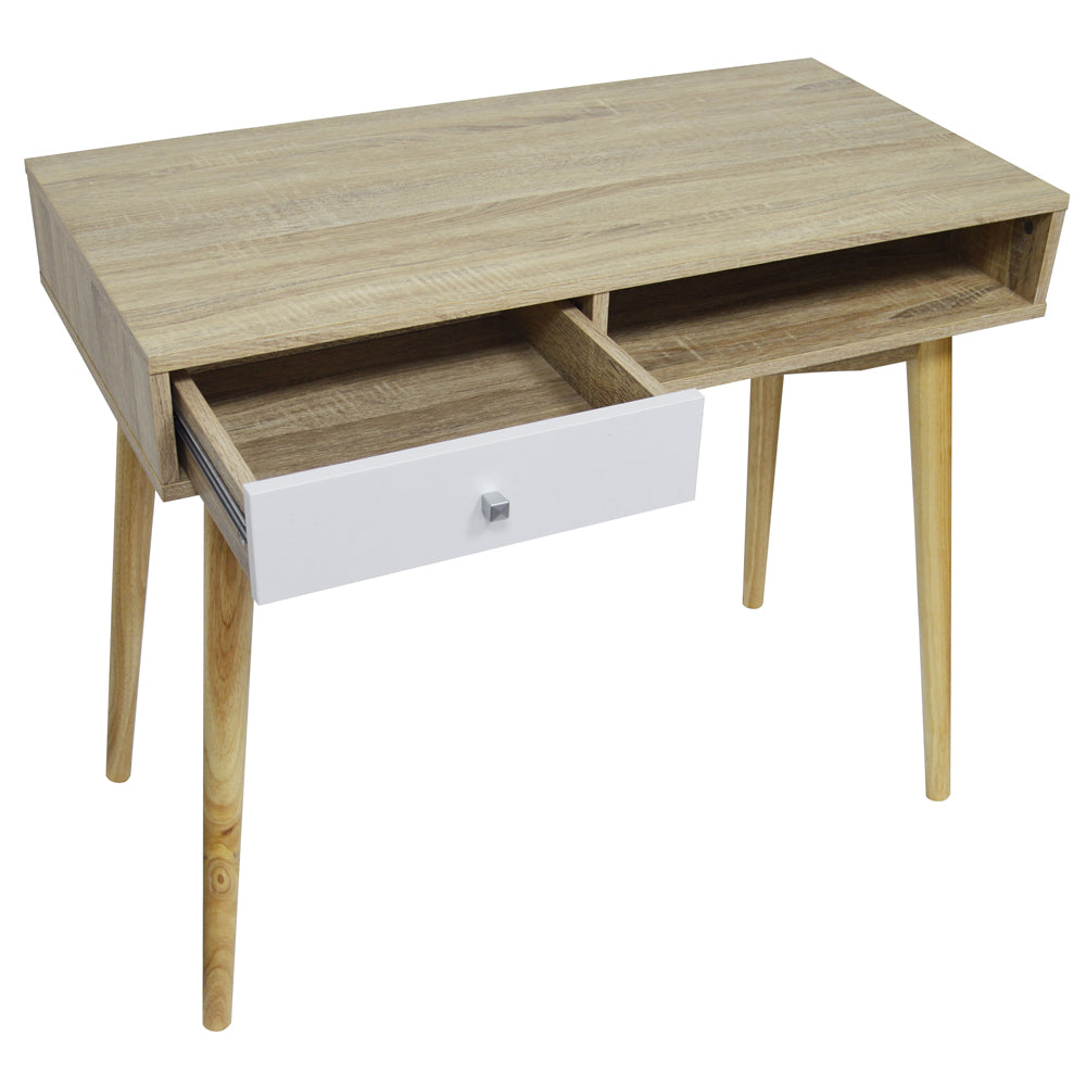 INDUSTRIAL - 1 Drawer Office Computer Desk / Dressing Table - Oak / White