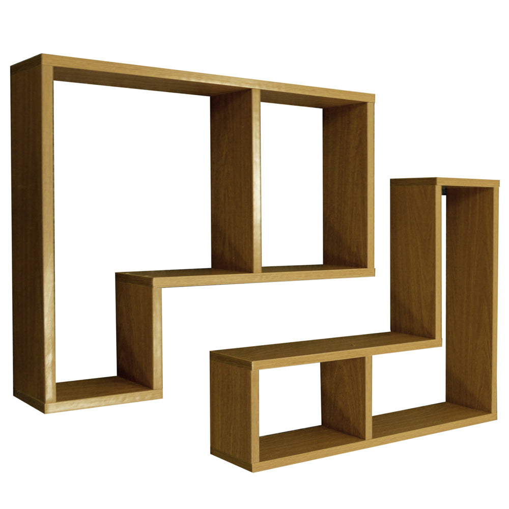 TWIN - Wall Display / Storage Floating Shelves - Set of Two - Oak
