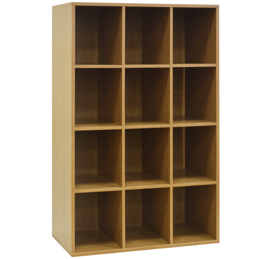 PIGEON HOLE - 12 Pair Shoe Storage / Display / Media Shelves - Oak