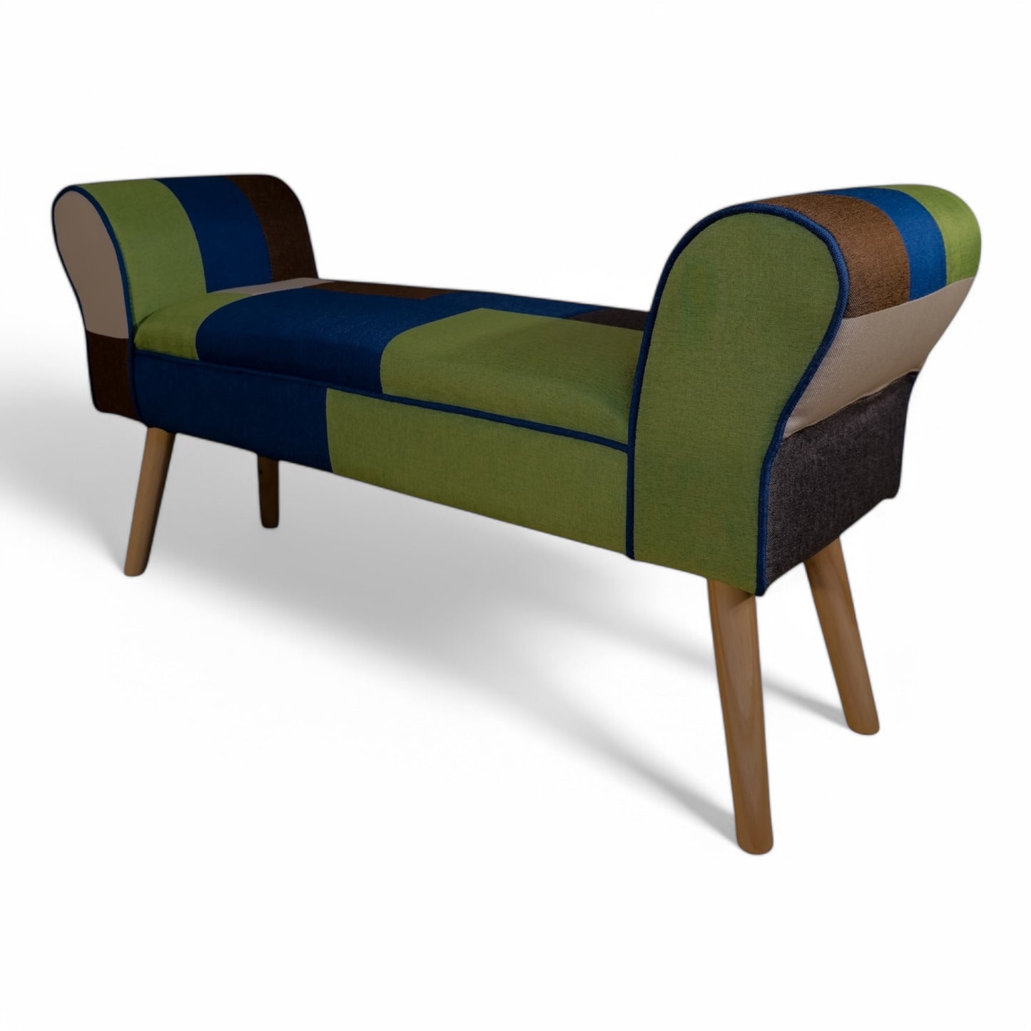 Side view of Chaise Pouffe displaying curved design