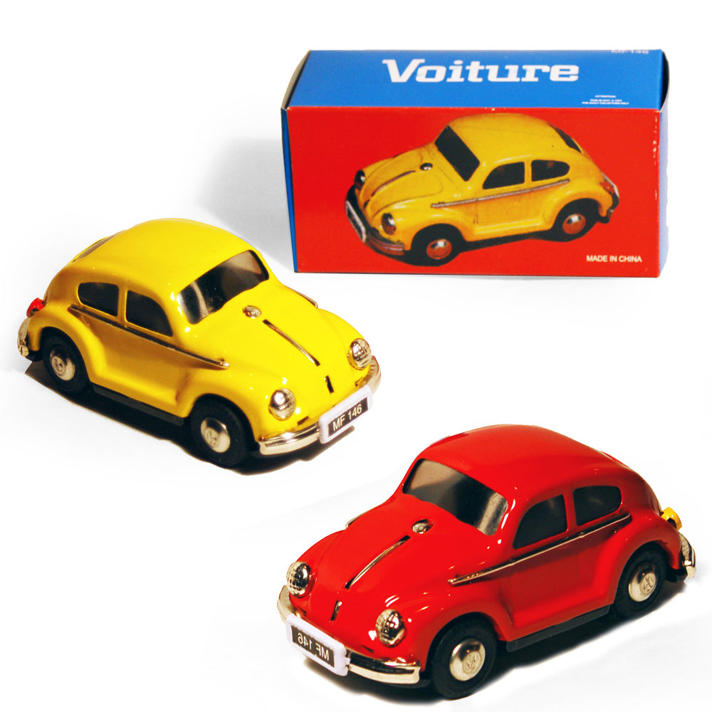 CARS - PACK OF TWO - Retro Tin Volkswagen Collectable - Red / Yellow