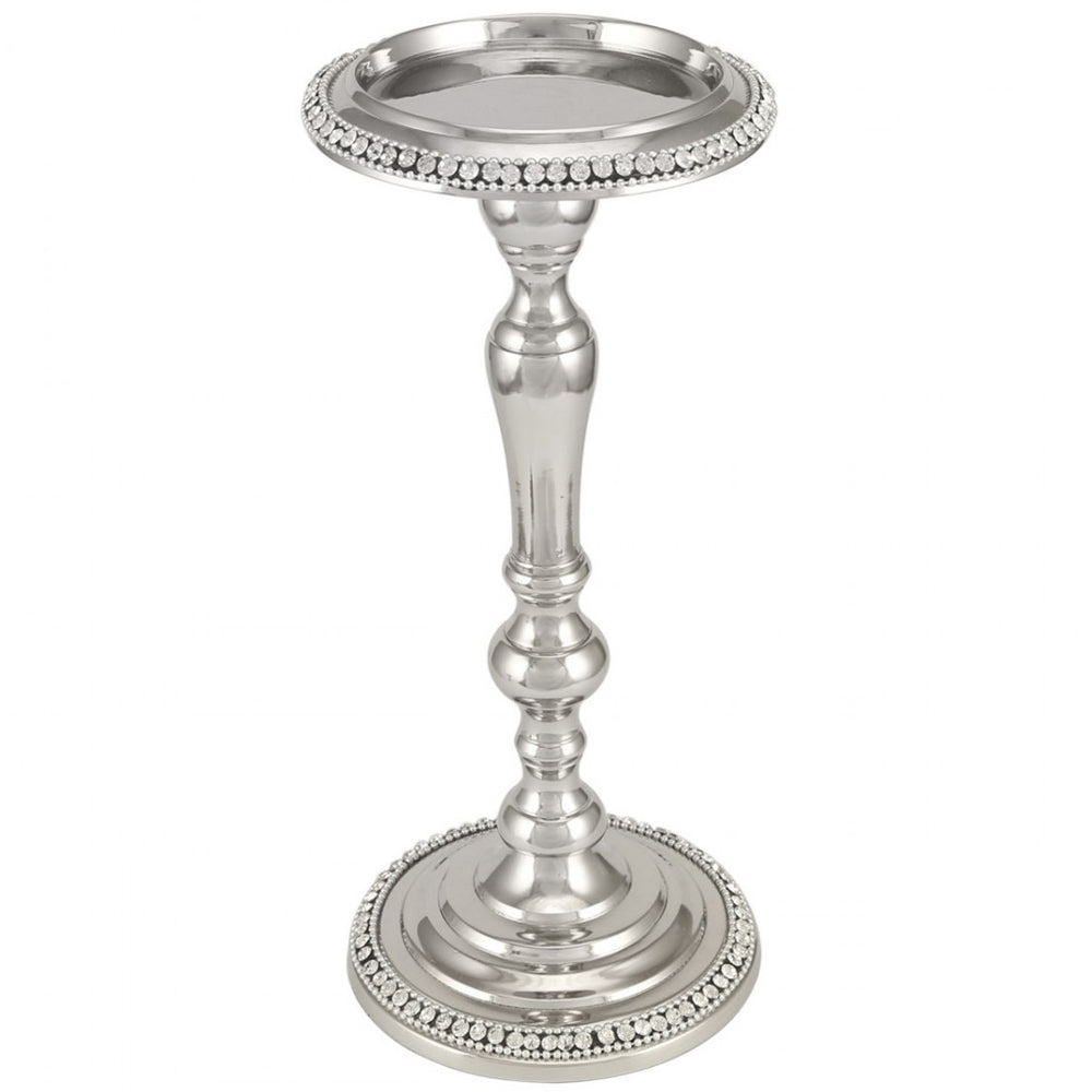 ANTIQUE - Traditional Metal Decorative Single Candle Holder - Silver