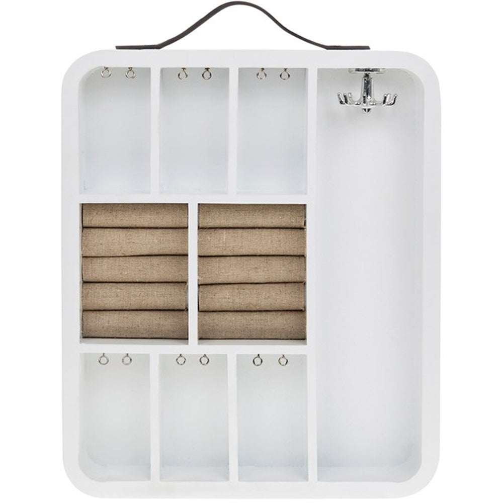 CADDY - Wall Mounted Hanging Jewellery Box / Storage - White / Brown