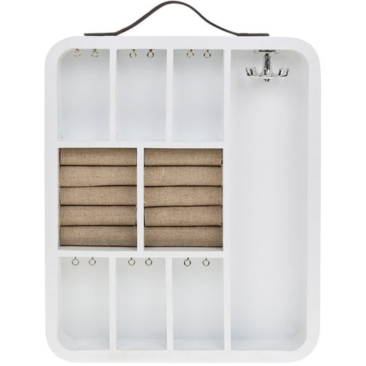 CADDY - Wall Mounted Hanging Jewellery Box / Storage - White / Brown
