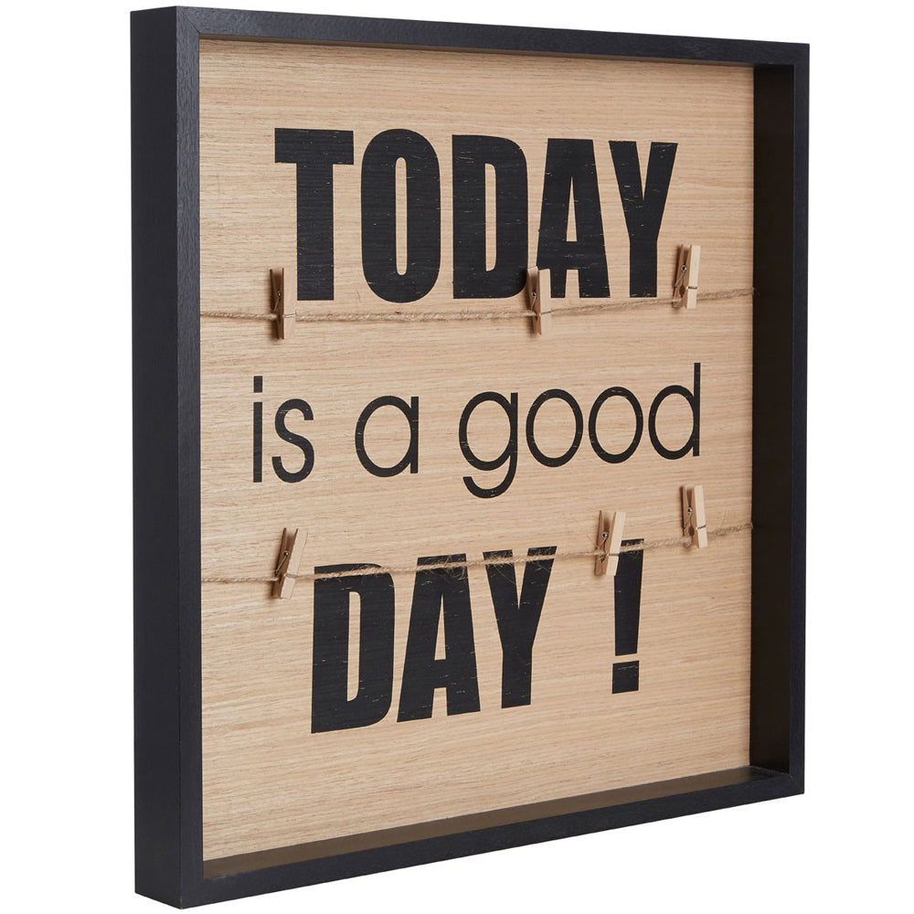 COLLAGE - Wall Mounted Square 6 Peg Photo Frame - Brown / Black