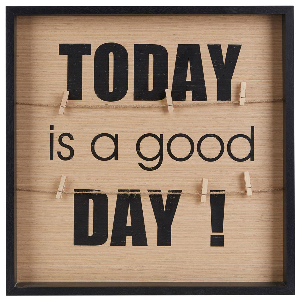 COLLAGE - Wall Mounted Square 6 Peg Photo Frame - Brown / Black