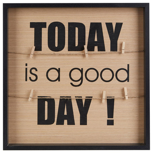 COLLAGE - Wall Mounted Square 6 Peg Photo Frame - Brown / Black