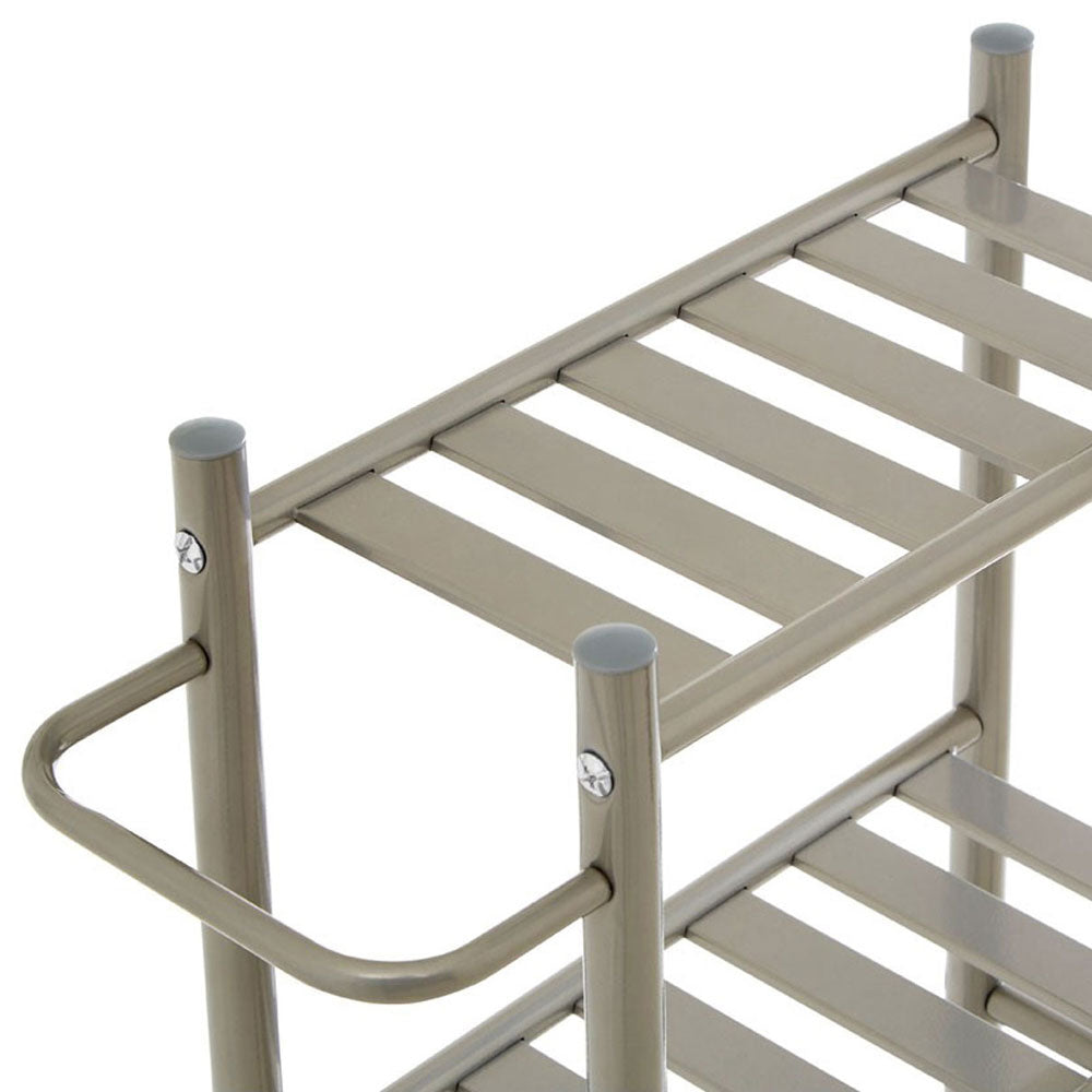 4 Tier Metal Trolley Basket with Towel Rail and Basket - Nickel