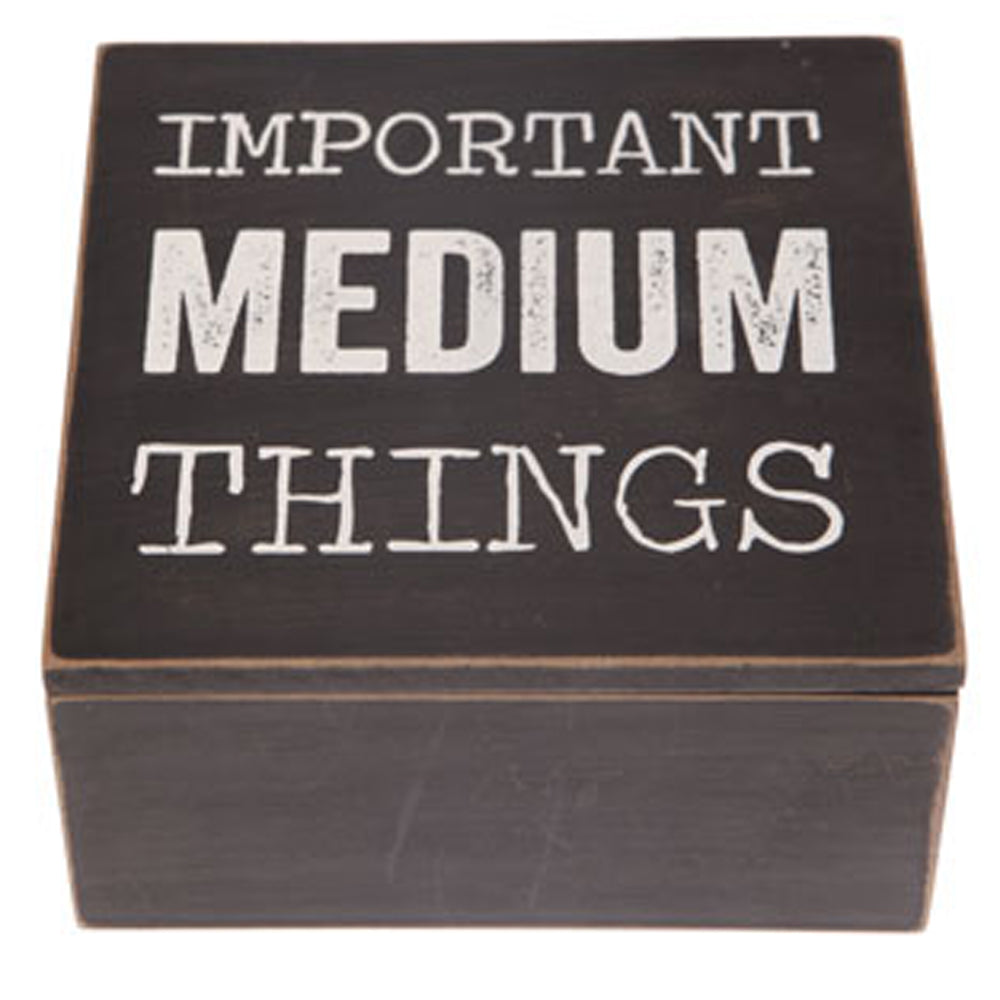 THINGS - Set of 3 Wood Square Organiser Storage Boxes - Black /Brown / White