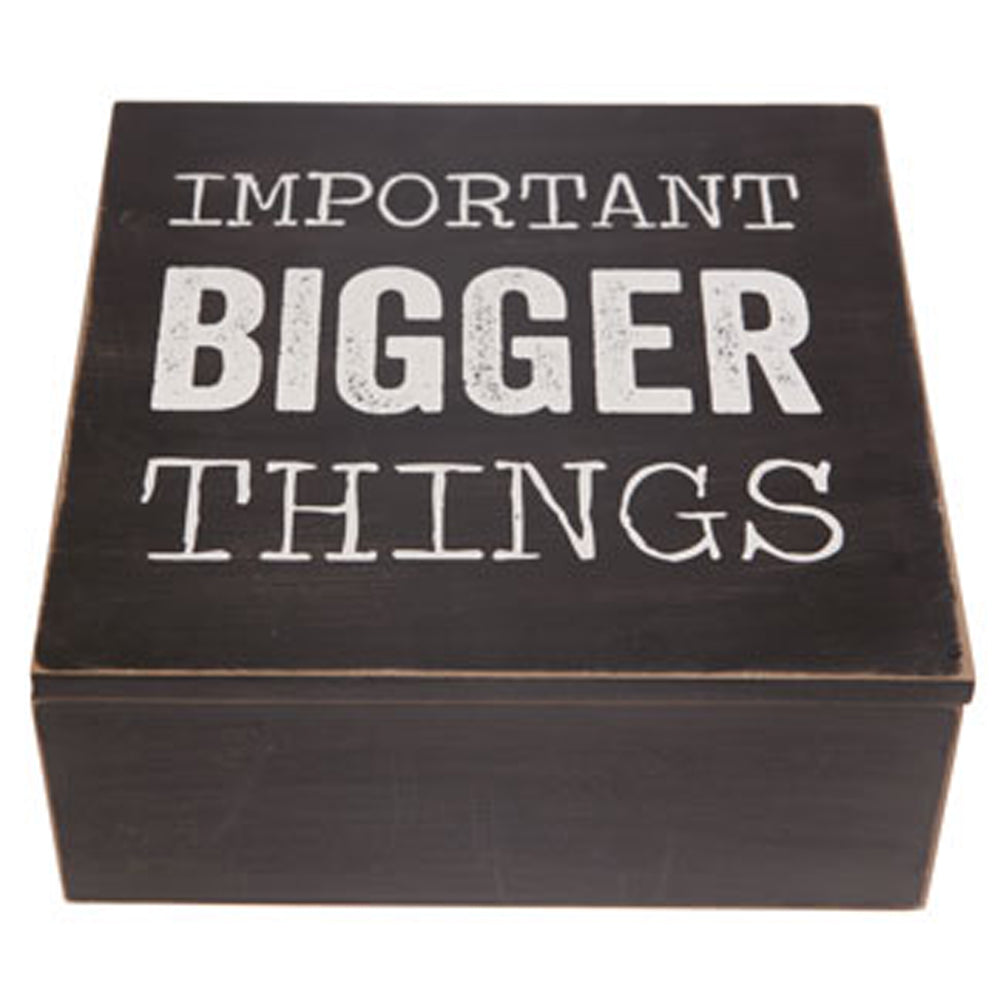 THINGS - Set of 3 Wood Square Organiser Storage Boxes - Black /Brown / White