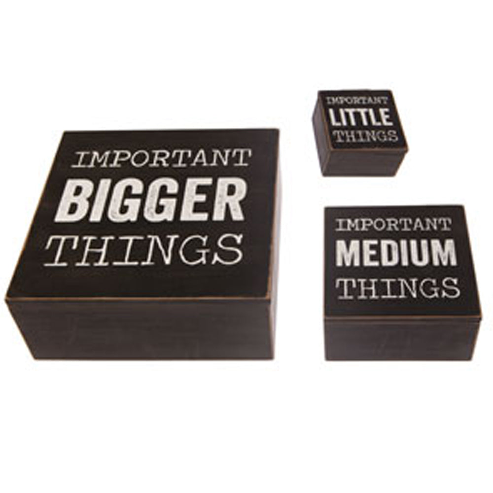 THINGS - Set of 3 Wood Square Organiser Storage Boxes