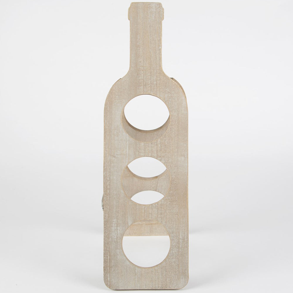 BOTTLE - Solid Wood Folding 3 Bottle Wine / Cider / Beer Storage Rack - Brown