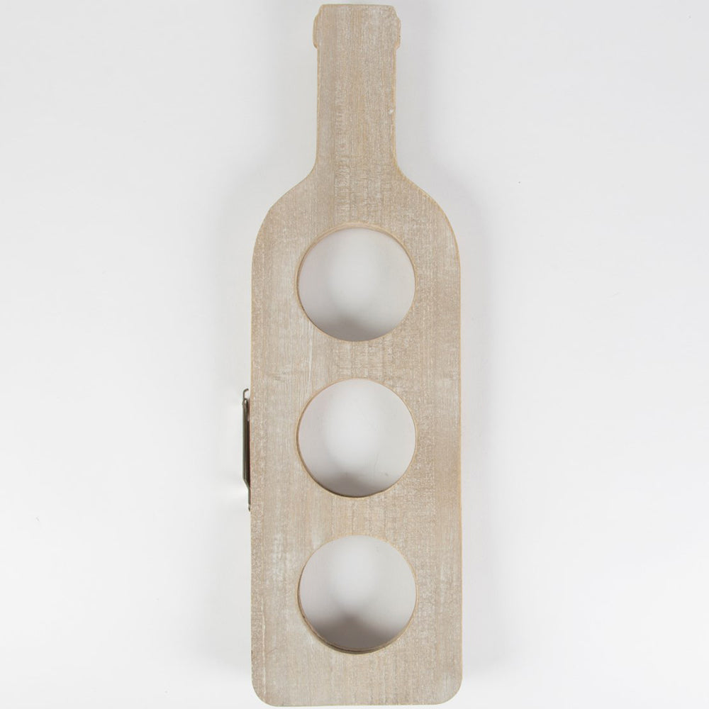 BOTTLE - Solid Wood Folding 3 Bottle Wine / Cider / Beer Storage Rack - Brown