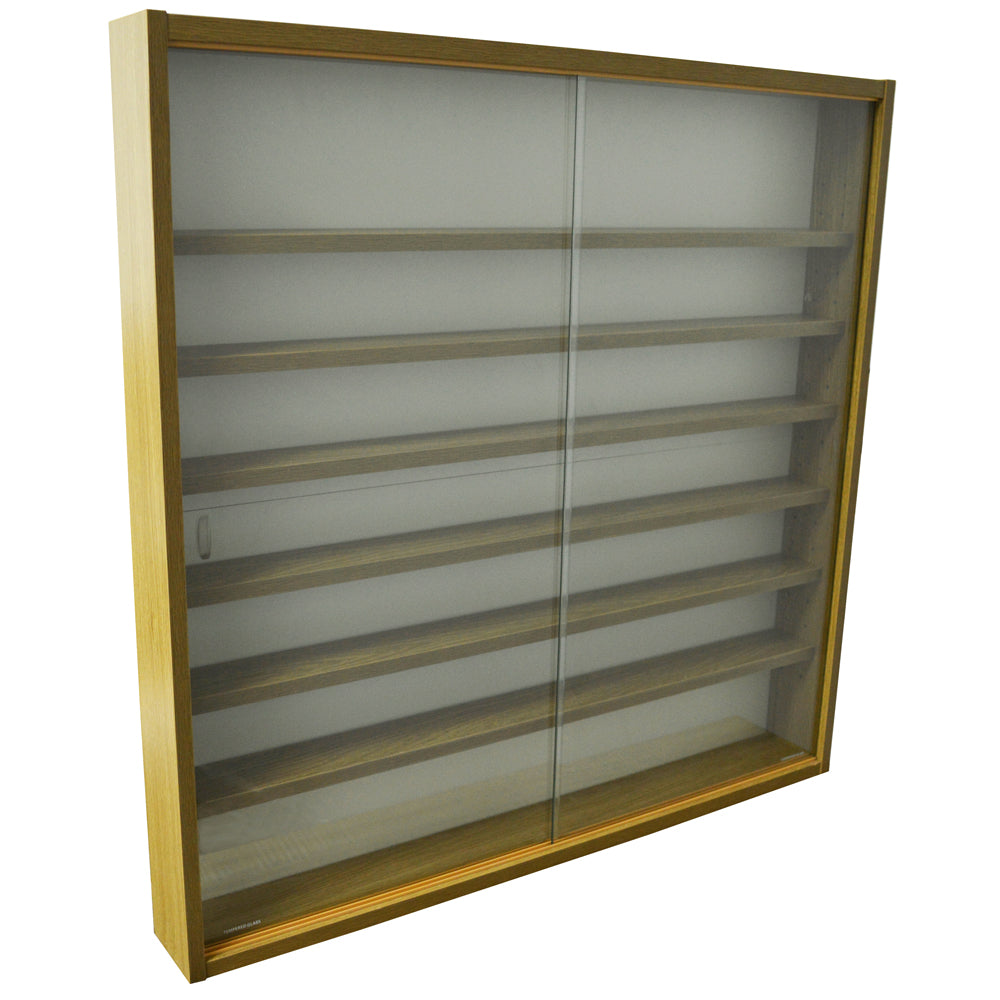 Elegant oak glass display cabinet for collectibles