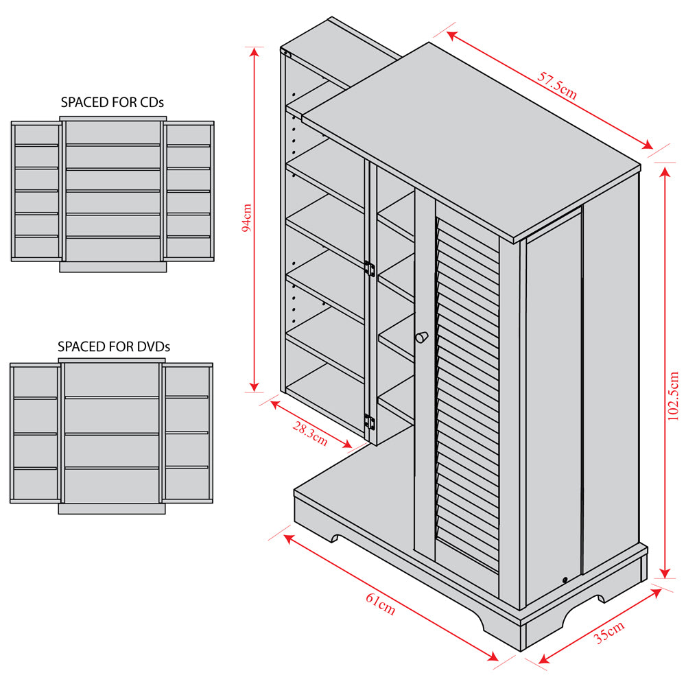 Contemporary home media shelving unit